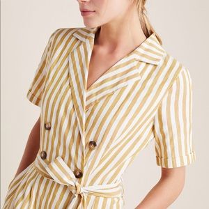 J.O.A. Yellow Striped Double Breasted Jumpsuit
